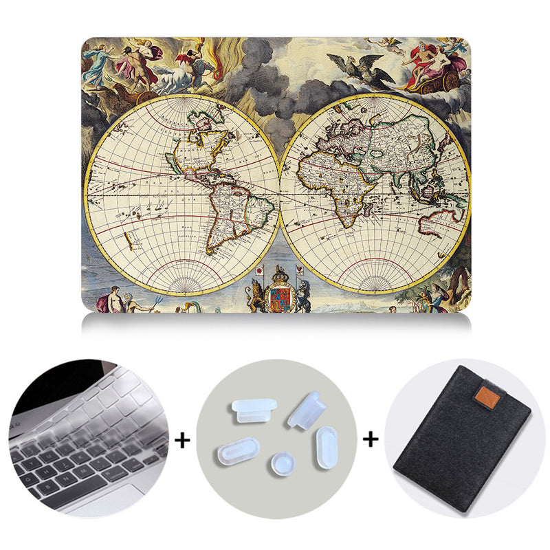 Retro World Map Case For Macbook Air 11 13 Pro Retina 13 15 With Touch Bar Cover for Mac book 12 inch Pro 13.3 Laptop Bag