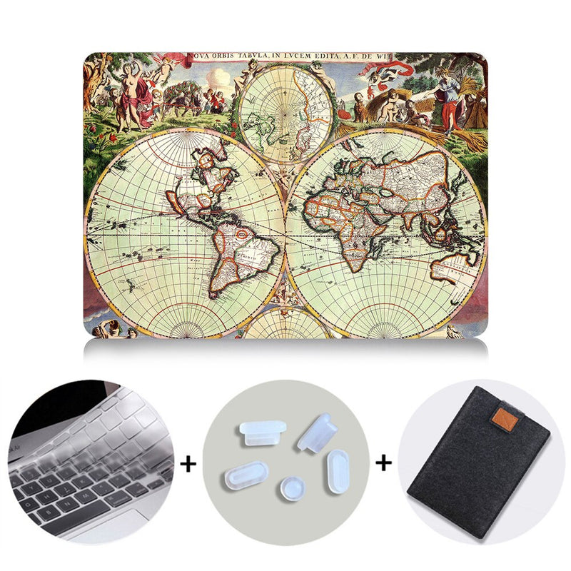Retro World Map Case For Macbook Air 11 13 Pro Retina 13 15 With Touch Bar Cover for Mac book 12 inch Pro 13.3 Laptop Bag