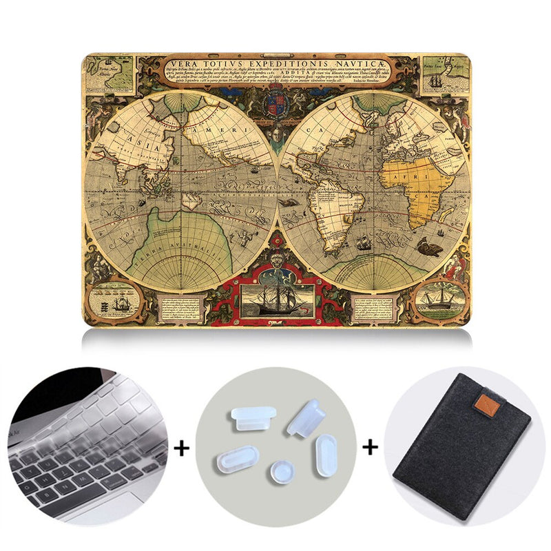 Retro World Map Case For Macbook Air 11 13 Pro Retina 13 15 With Touch Bar Cover for Mac book 12 inch Pro 13.3 Laptop Bag